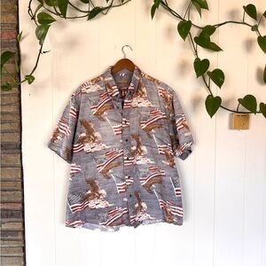 Magellan Outdoors Gray & Brown Eagle Print Button-Down Shirt